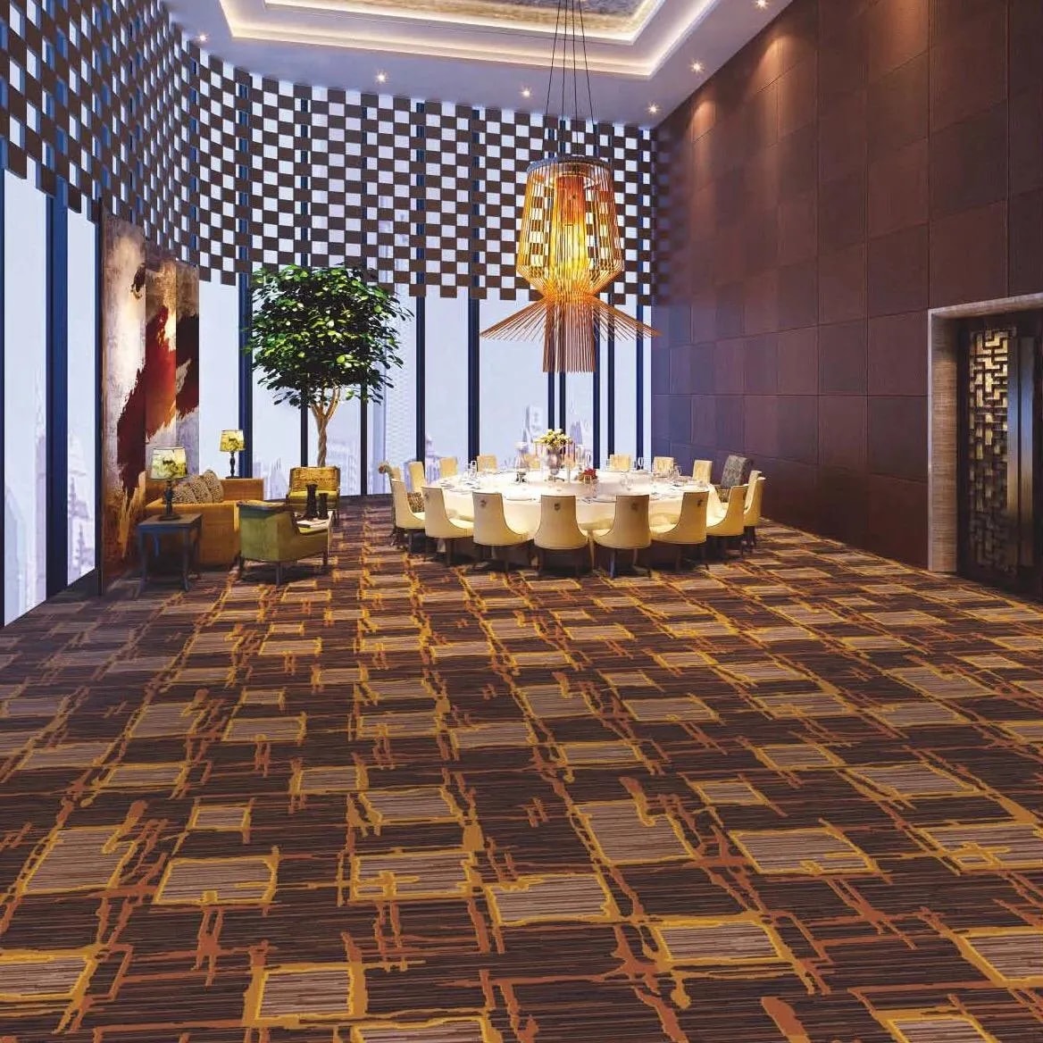 Luxury hotel lobby with custom Raj Floors carpet
